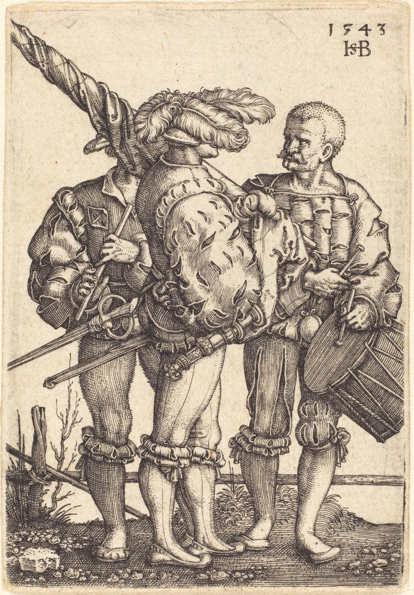 Sebald Beham:Standard Bearer, Drummer, and Piper,16x12"(A3) Poster