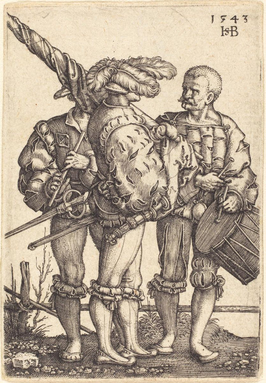 Sebald Beham:Standard Bearer, Drummer, and Piper,16x12"(A3) Poster