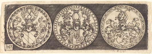 Sebald Beham:Three Medals with Coats of Arms,16x12"(A3) Poster