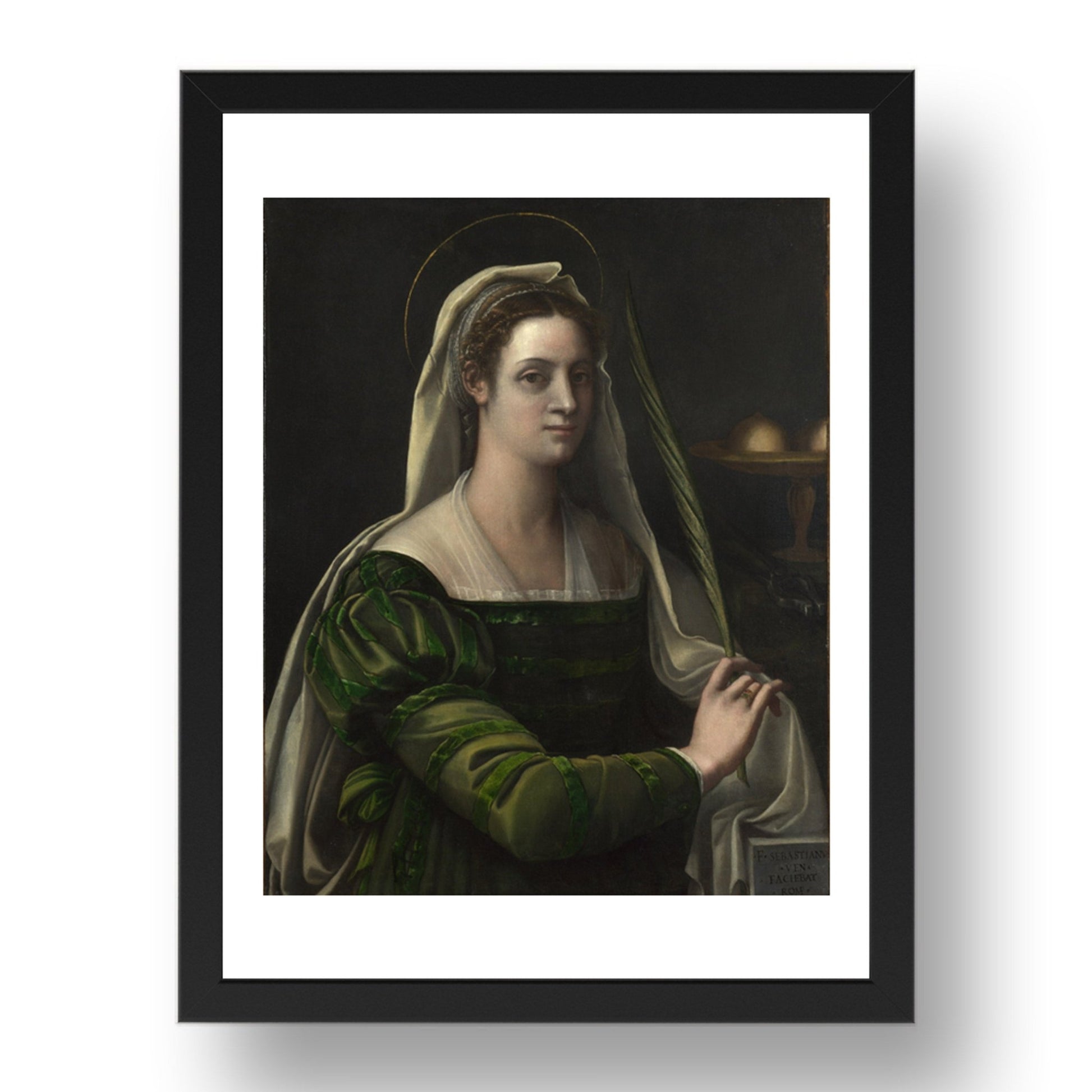 Sebastiano del Piombo: Portrait of a Lady with the Attributes of Saint Agatha, Poster in 17x13"(A3) Frame