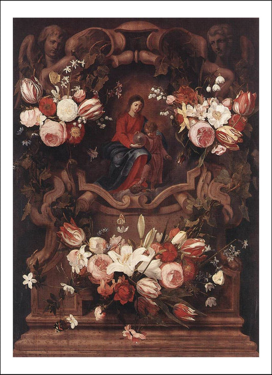 SEGHERS, Daniel - Floral Wreath with Madonna and Child, 12x8" (A4) Poster