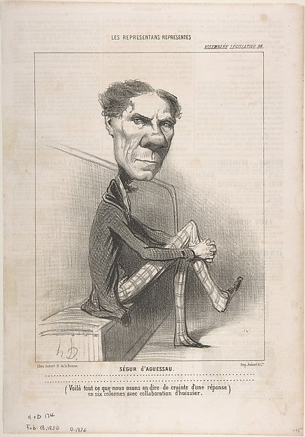 Ségur d'Aguessau February 18, 1850-Honoré Daumier , vintage art, A3 (16x12") Poster Print