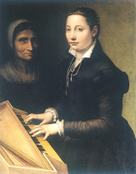 Self Portrait at Spinet with Attendant, vintage artwork by Sofonisba Anguissola, A3 (16x12") Poster Print