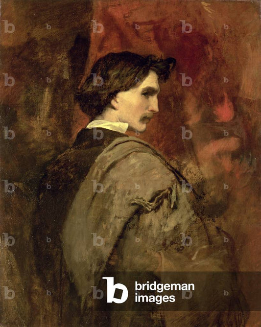 Self Portrait by Anselm Feuerbach, vintage art, modern poster print