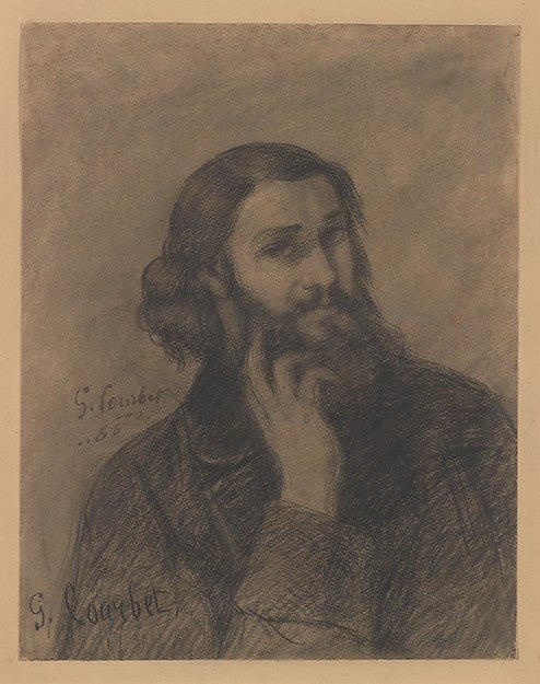Self-Portrait c1866-Gustave Courbet , vintage art, A3 (16x12") Poster Print
