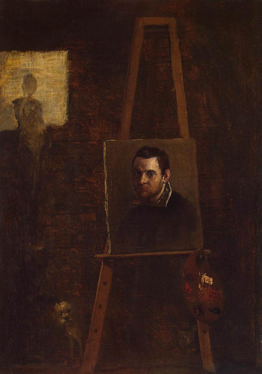 Self Portrait - Easel, vintage artwork by Annibale Carracci, A3 (16x12") Poster Print