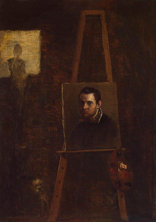 Self Portrait - Easel, vintage artwork by Annibale Carracci, A3 (16x12") Poster Print