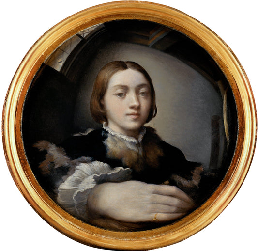 Self-Portrait in a Convex Mirror, vintage artwork by Parmigianino, A3 (16x12") Poster Print