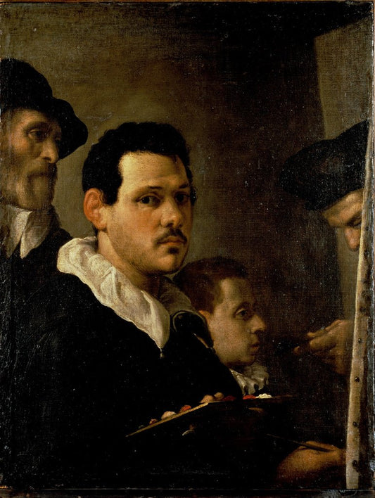 Self Portrait with the Three Ages of Man, vintage artwork by Annibale Carracci, A3 (16x12") Poster Print