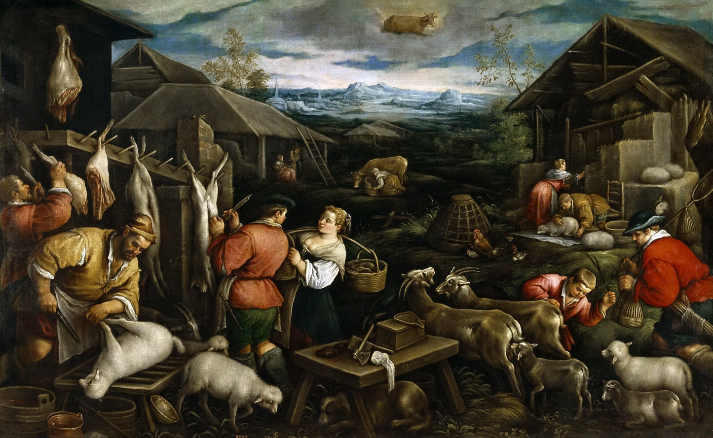 Series of the Months 04, April (Taurus), vintage artwork by Francesco Bassano  the Younger, A3 (16x12") Poster Print