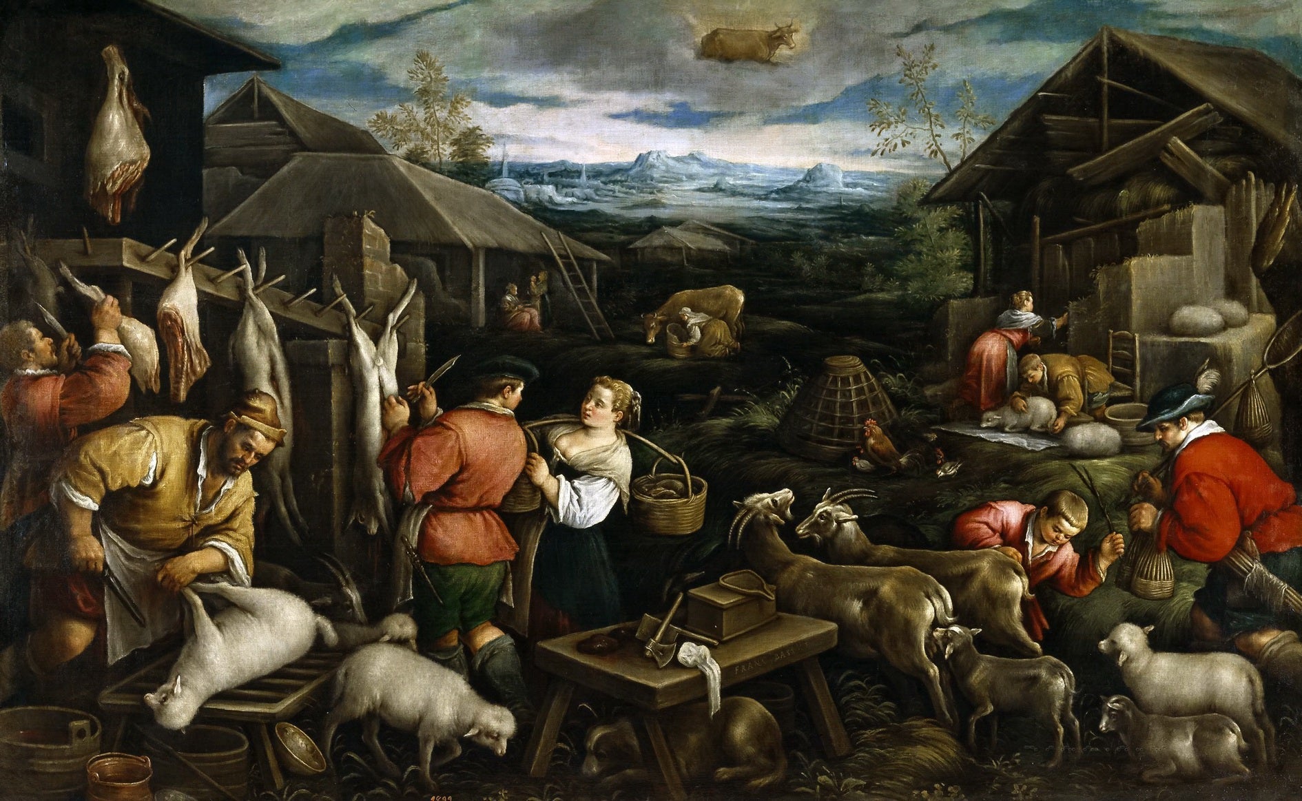 Series of the Months 04, April (Taurus), vintage artwork by Francesco Bassano  the Younger, A3 (16x12") Poster Print
