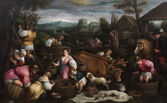 Series of the Months 09, September (Libra), vintage artwork by Francesco Bassano  the Younger, A3 (16x12") Poster Print