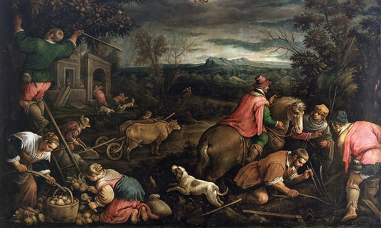 Series of the Months 10, October (Scorpio), vintage artwork by Francesco Bassano  the Younger, 12x8" (A4) Poster