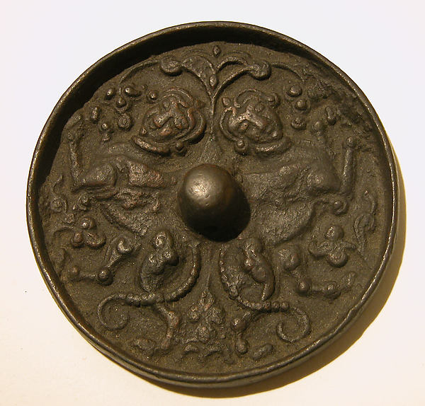 :Mirror with a Pair of Addorsed Sphinxes with Scorpion Tails-16x12"(A3) Poster