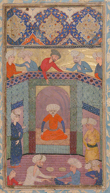 :"A Ruler in his Palace" Folio from a Kulliyat of Sa'di 19th-16x12"(A3) Poster