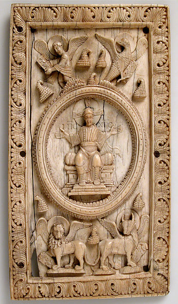 :Plaque with Christ and the Symbols of the Four Evangelists -16x12