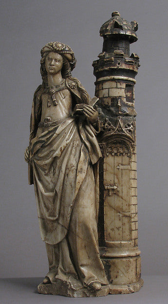 School of Troyes:Saint Barbara 16th century-16x12"(A3) Poster