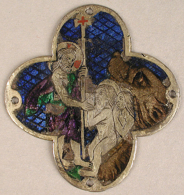 :Plaque with Christ with Adam and Eve in Limbo 14th century-16x12