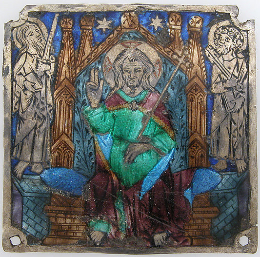 :Plaque with Christ In Majesty 14th century-16x12"(A3) Poster