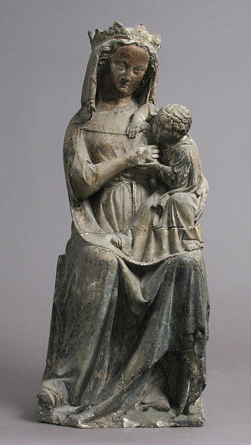 :Seated Virgin and Child 14th century-16x12