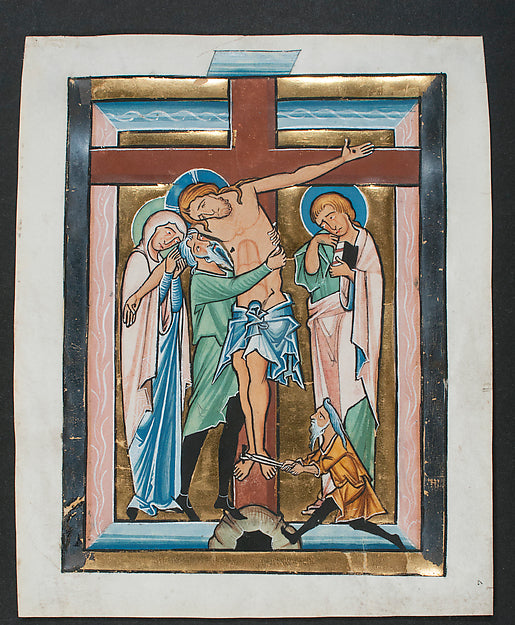 :Manuscript Leaf with the Deposition from a Psalter mid-13th-16x12"(A3) Poster