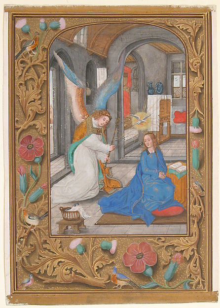 :Manuscript Leaf with the Annunciation from a Book of Hours -16x12"(A3) Poster