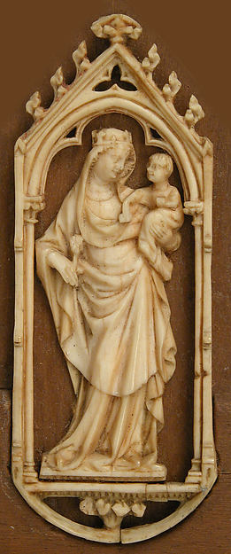 :Plaque with Virgin and Child 14th century-16x12"(A3) Poster