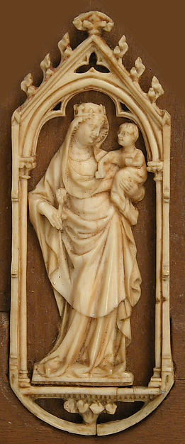 :Plaque with Virgin and Child 14th century-16x12