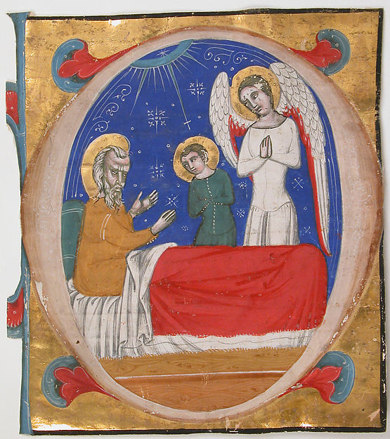 :Manuscript Illumination with Tobit Tobias and the Archangel-16x12