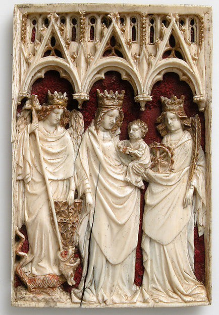 :Plaque with Virgin and Child and Saints 15th century -16x12