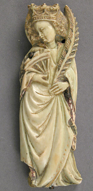 :Plaque with Saint Catherine of Alexandria c1400-16x12