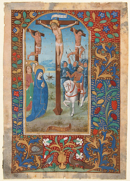 :Manuscript Leaf with the Crucifixion from a Book of Hours l-16x12"(A3) Poster