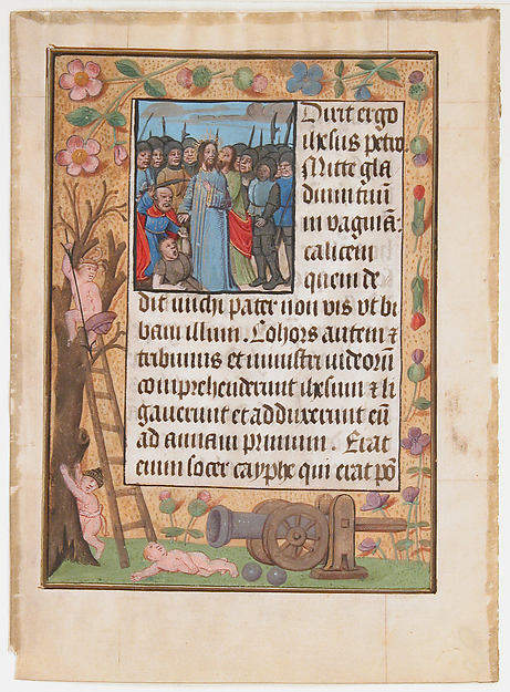 :Manuscript Leaf with the Betrayal from a Book of Hours c150-16x12"(A3) Poster