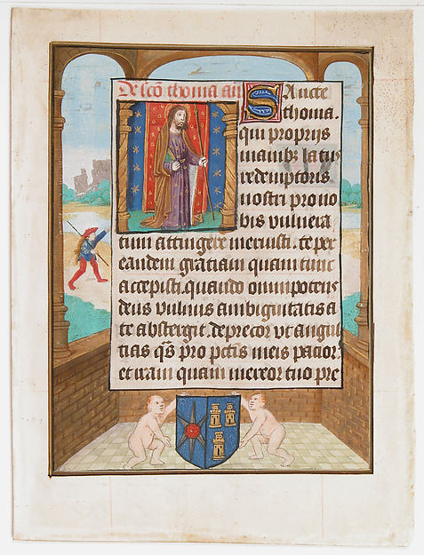 :Manuscript Leaf with Saint Thomas from a Book of Hours c150-16x12"(A3) Poster