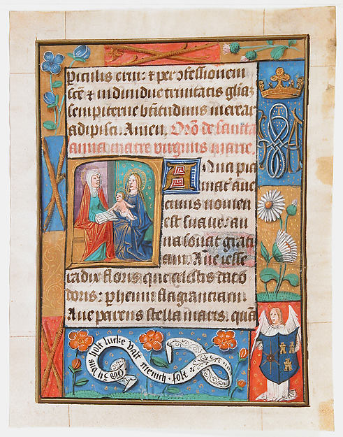 :Manuscript Leaf from a Book of Hours c1500-16x12