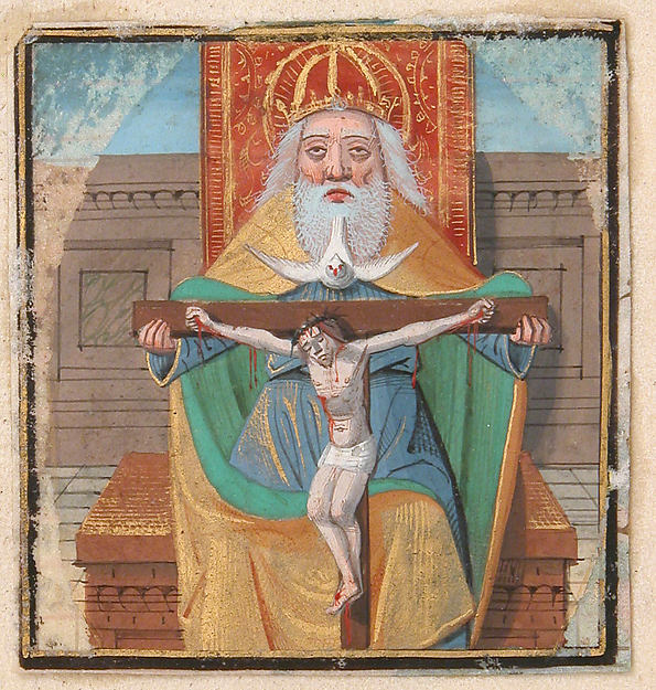 :Manuscript Illumination with the Trinity from a Book of Hou-16x12