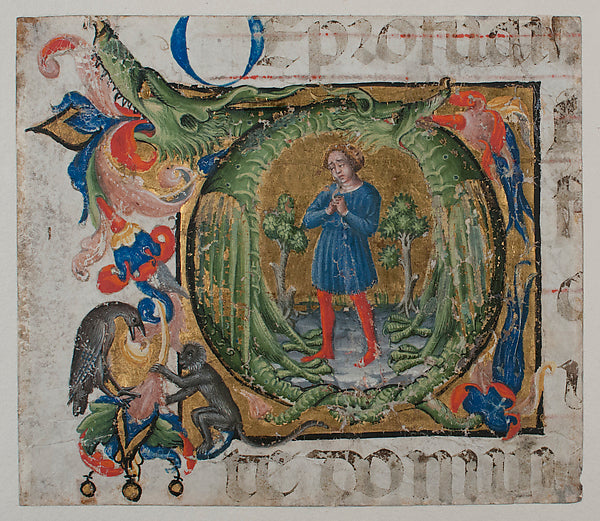 :Manuscript Illumination with Initial Q from a Choir Book fi-16x12"(A3) Poster