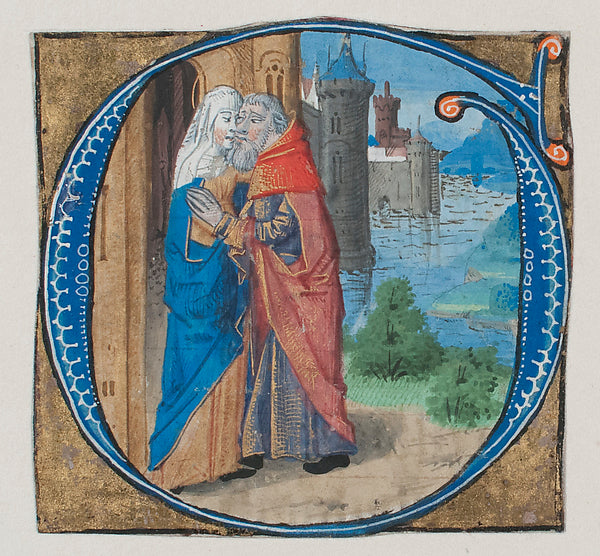 :Manuscript Illumination with Joachim and Anna in an Initial-16x12"(A3) Poster