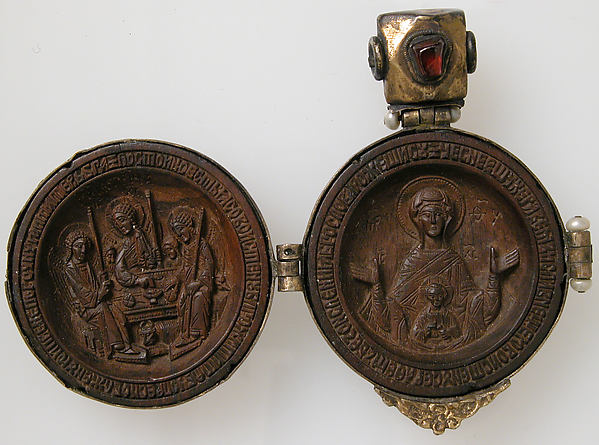 :Panagiarion with the Virgin and Child and the Three Angels -16x12"(A3) Poster