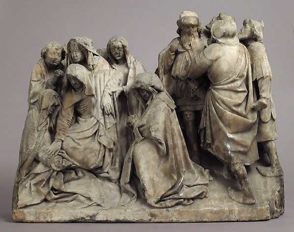 :Mourners and Soldiers from a Crucifixion late 15th century-16x12