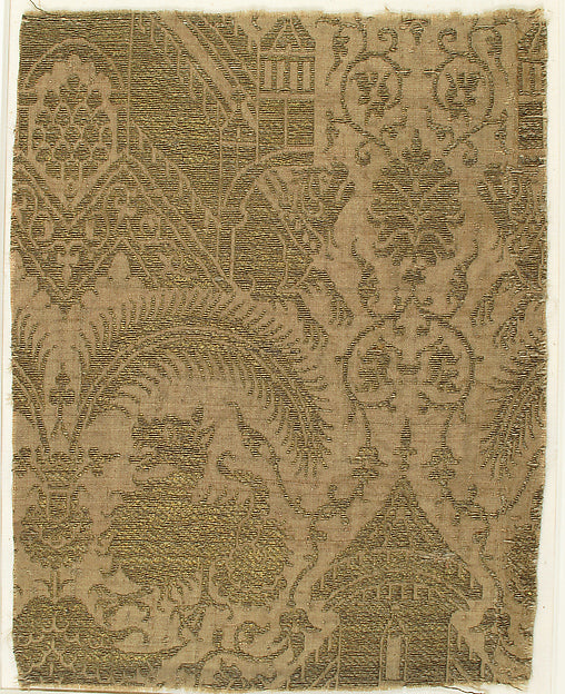 :Textile with Figures and Animals in Architectural Setting 1-16x12"(A3) Poster