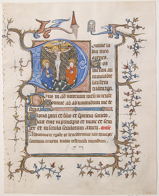:Manuscript Leaf with the Crucifixion in an Initial D from a-16x12