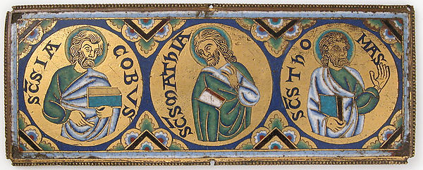 :Plaque with Saints James Matthew and Thomas c1150–75-16x12