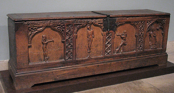 :Chest with Relief Figures of Saints Sebastian and Blaise ea-16x12