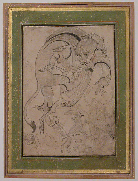 :Lion Attacking an Antelope second half 16th century-16x12