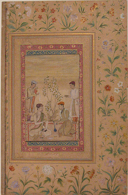 :Prince Being Served Wine and Food in a Garden by Three Atte-16x12"(A3) Poster