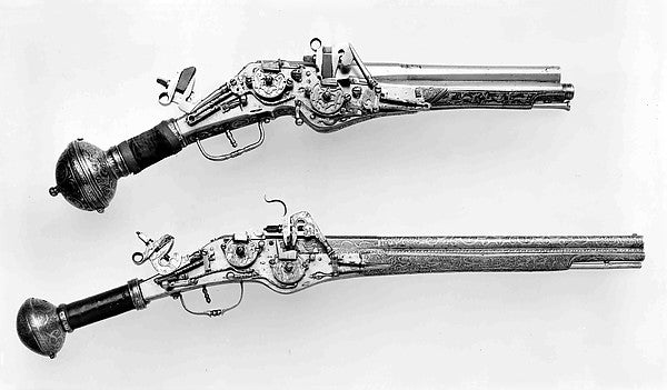 Double-Barreled  Double-Wheellock Pistol c1580,  Poster Print Wall Art