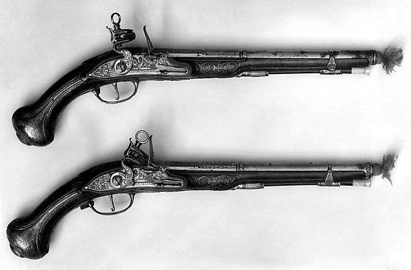 Pair of Pistols with Flintlocks a la moda c1735–40,  Poster Print Wall Art