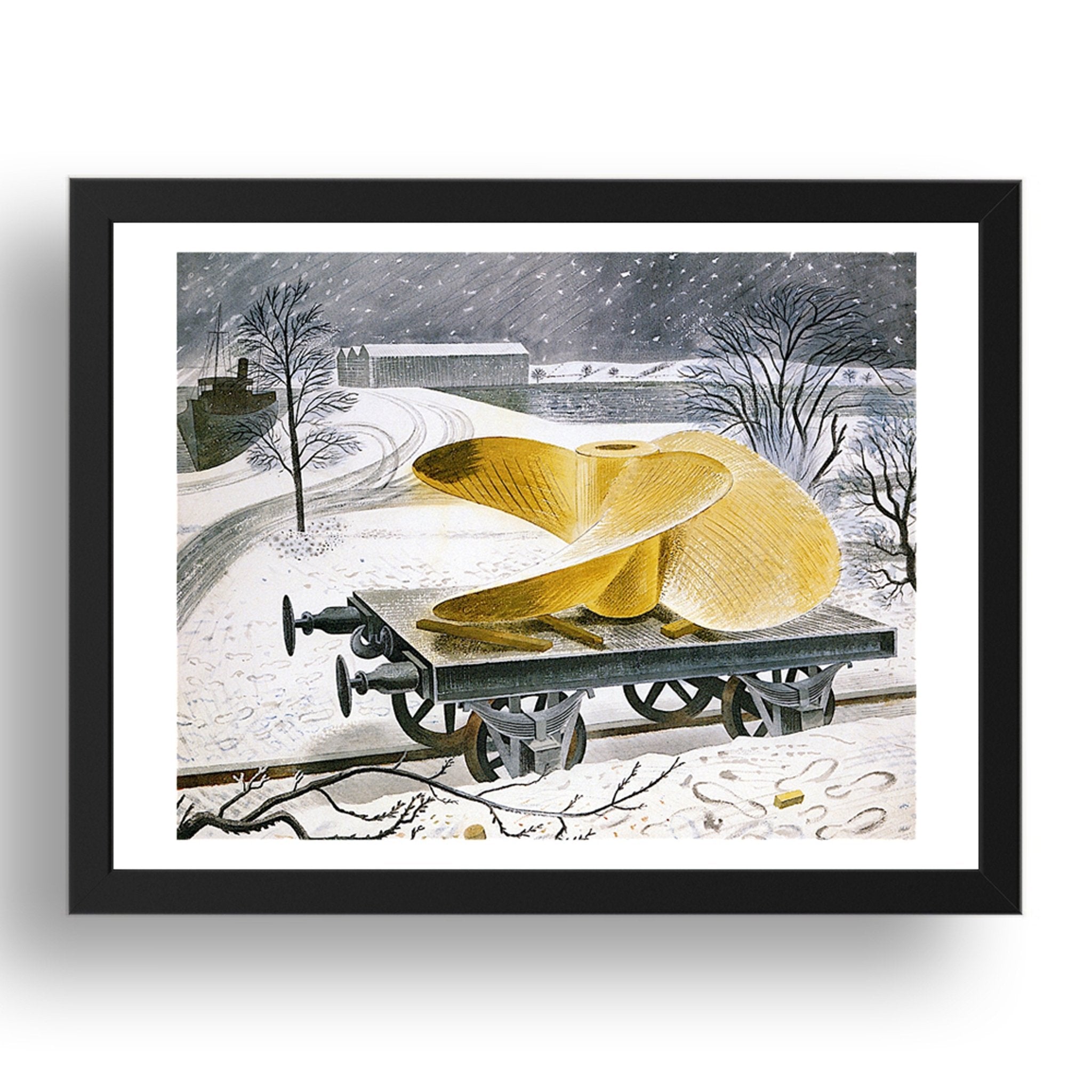 Ship's Screw (Propeller) Railway (snow)1940 by Eric Ravilious, 17x13" Frame