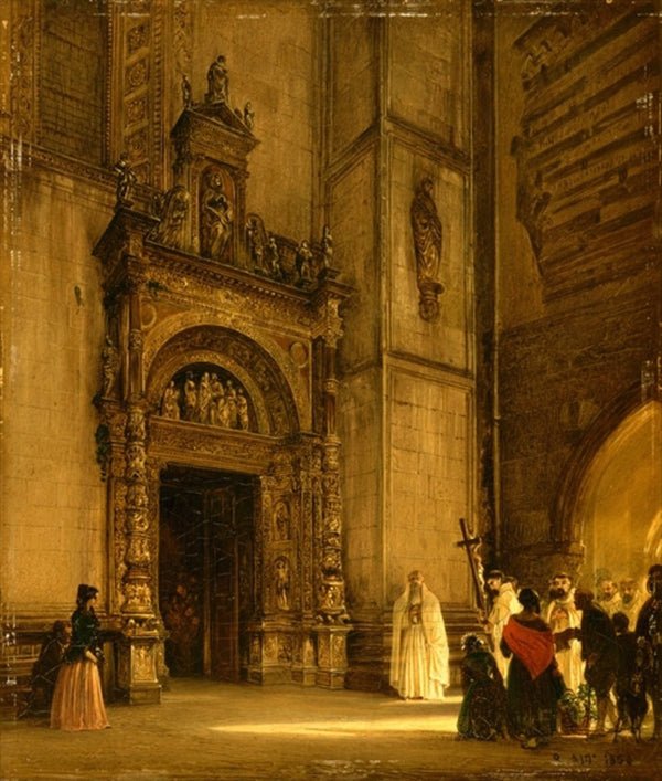 Side Portal of Como Cathedral by Rudolph von Alt, vintage art, modern poster print